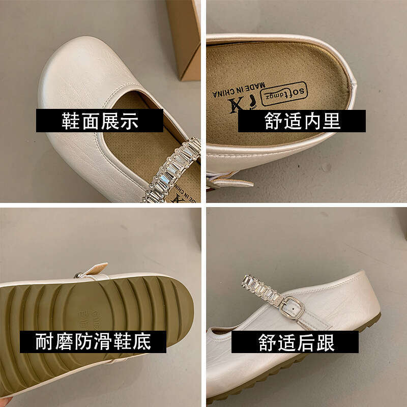 2025 Summer New Women's Hidden Heel Soft Sole designer shoes Mules with Rhinestones, Open Backless, Closed Toe, Half Slippers