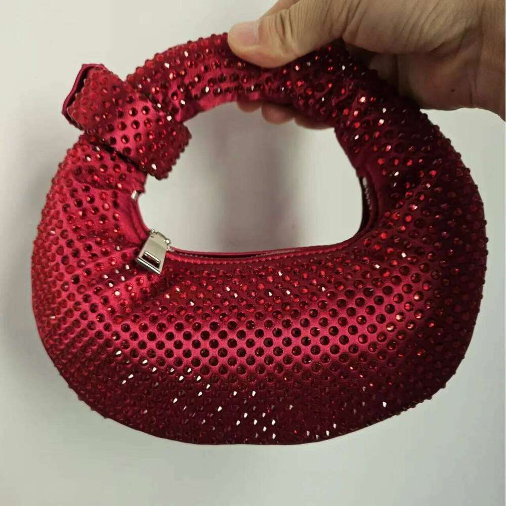 Red Evening Mini Purse Handbag Knot Rhinestone Wedding Bridal Bags For Women