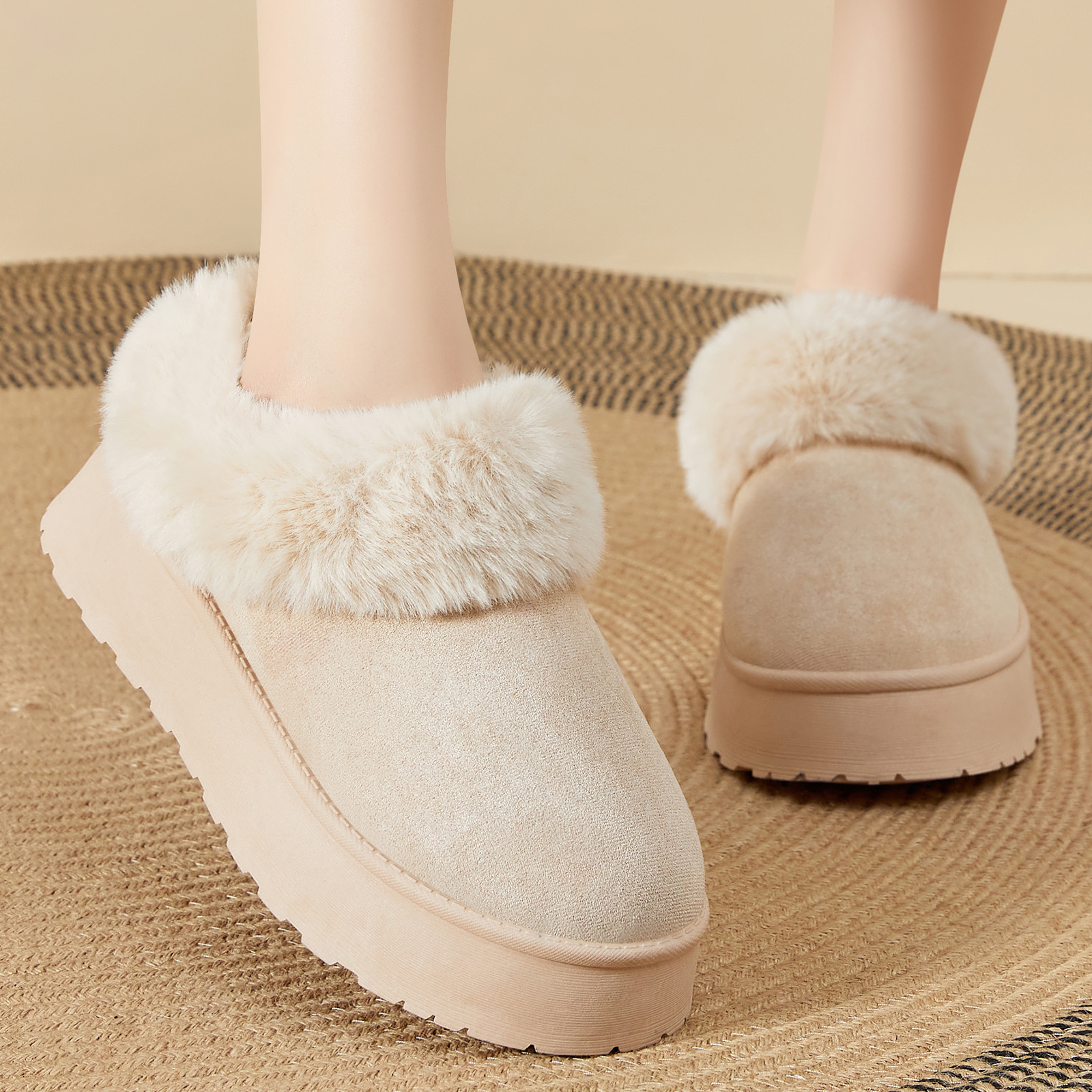 Women's New Styles For Autumn Winter 2025 Snow Boots Leisure And Thick Soled Bread Fleece - Lined Warm Cotton Shoes