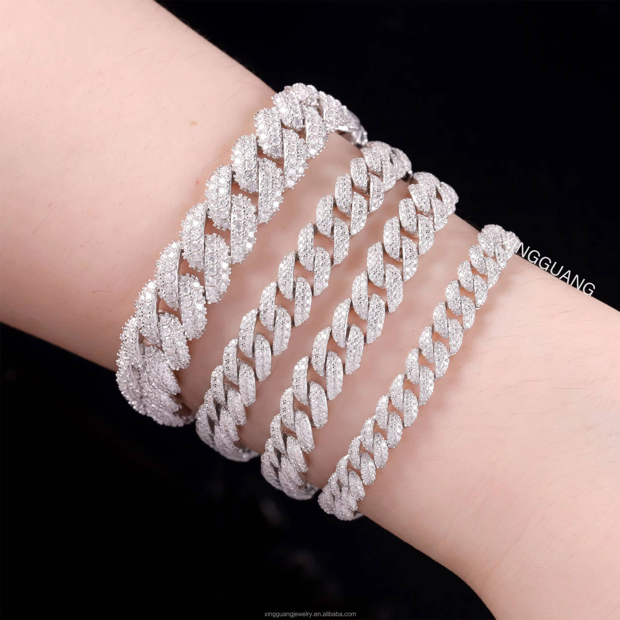 Ready to Ship Diamond Cuban Bracelet 6mm-22mm S925 Silver Hip Hop Bracelet Full Iced Out Moissanite Cuban Bracelet for Men