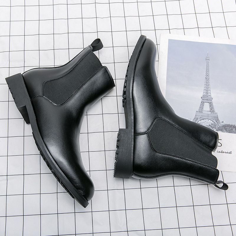 Chelsea men's boots high top casual leather shoes British style with men fashion pointy Martin boots men