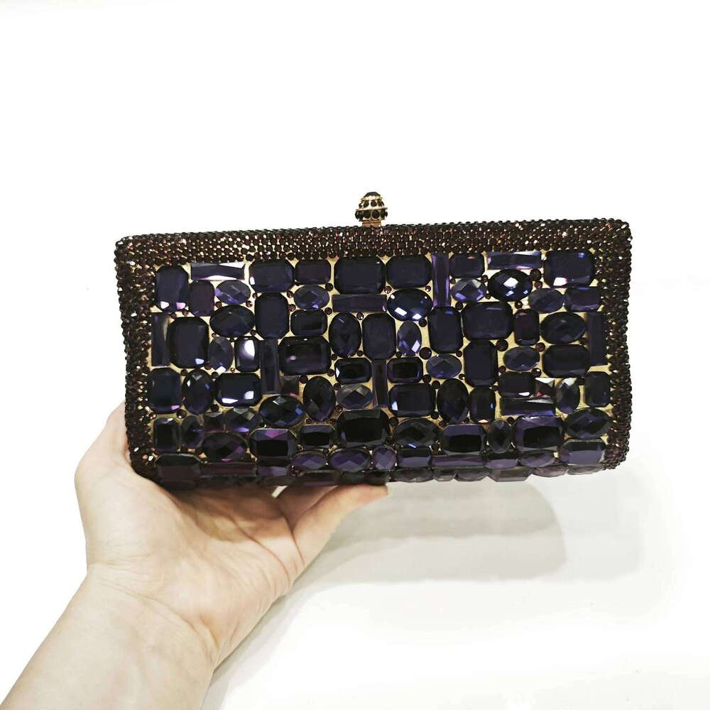 Women Crystal Dinner Party Clutch Bags Style Blue Glass Handbag Green Stone Evening Bag Wedding Bridal Purse