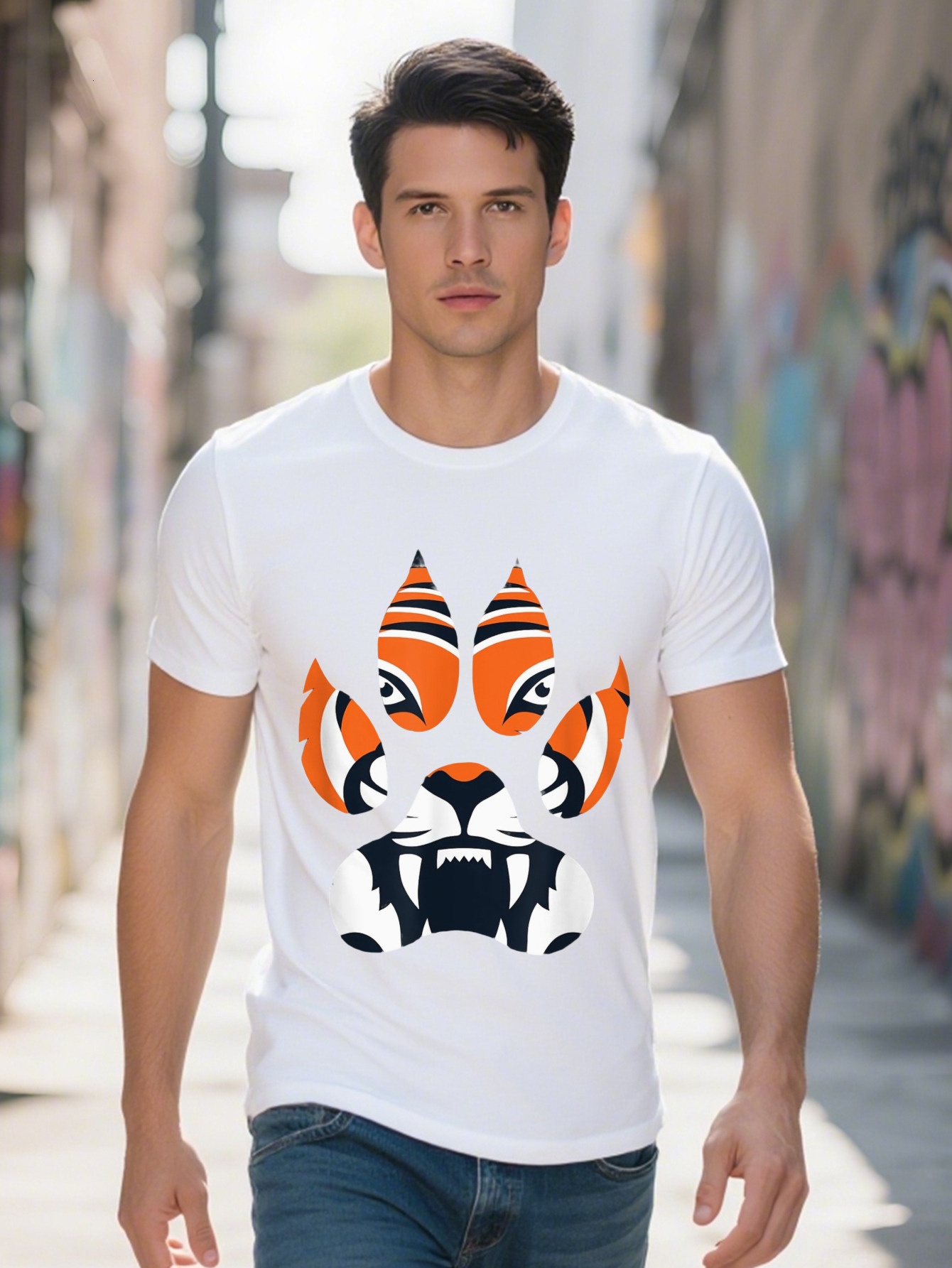 Men S T-shirt g Cotton Unisex Adults Tiger Paw Animal Lover Wildlife Funny Gift T Shirt 20cd0