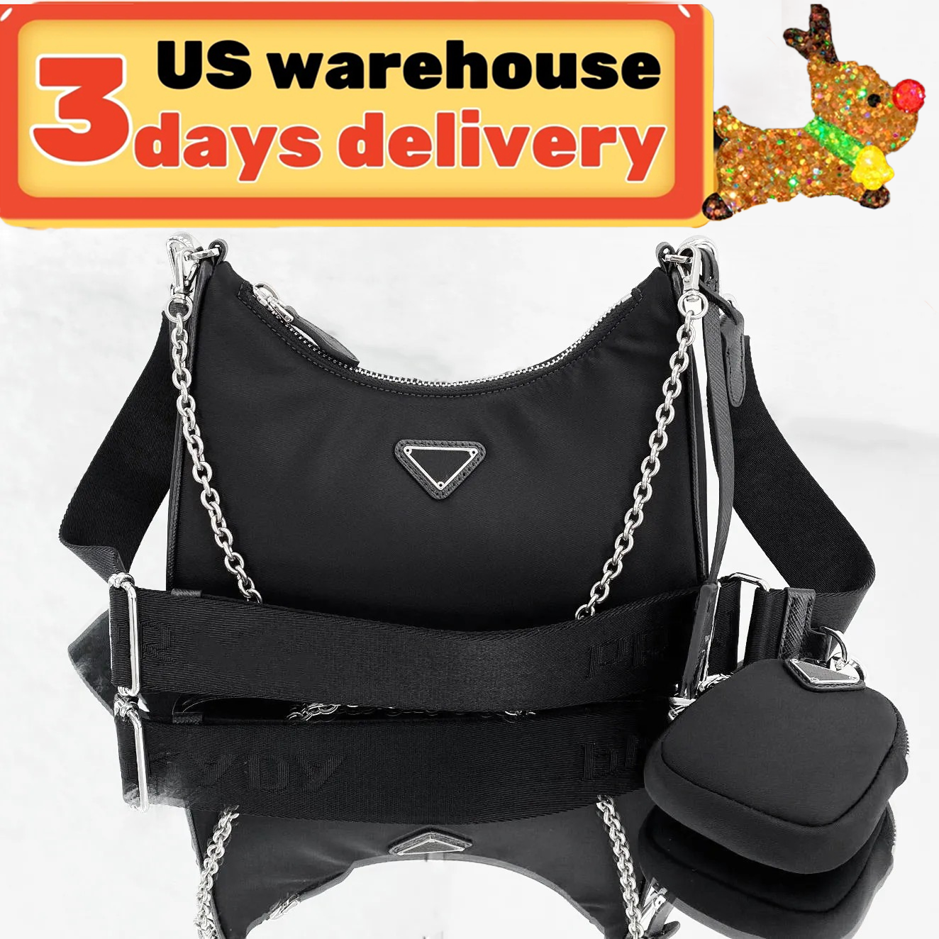 Designer Bag Luxury Bag Shoulder Bag Wallet Ladies Fashion Re-Edition Nylon 3-in-1 Bag Crossbody hobo Handbag High Quality Chain Fashion Black Purse Tote Handbag