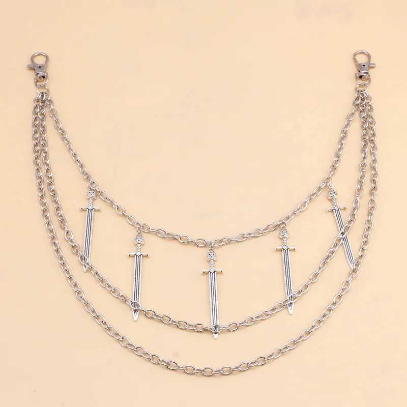 Long Sword Pendant Chain On The Jeans Pants Women Punk Keychains for Men Egirl eBoy Harajuku Grunge Accessories G250802