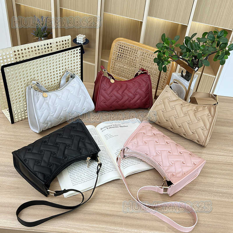 Womens Bag 2025 Spring Summer New Trendy Fashion Plaid Heart Embroidery Underarm Bag Shoulder Bag H250804