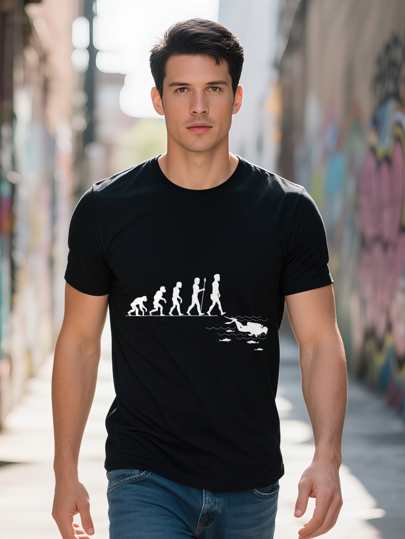 Men S g Cotton Fun Diving Evolution Aquatic Birthday Gift T-shirt 7d6ce