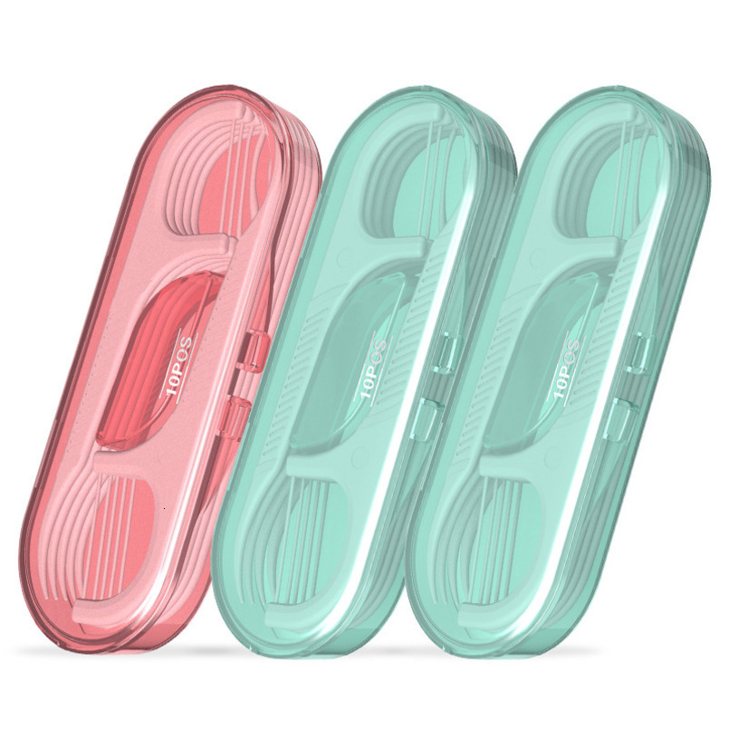 10ct Portable Box Disposable Toothpicks Dental Floss Picks