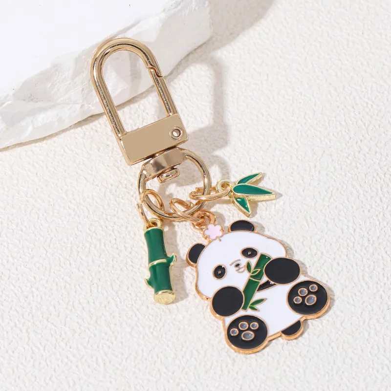 1pc Cute Panda Bamboo Leaves Drip Enamel Keychain Classic Chinese Style Car Bag Pendant Keyring For Handmade DIY Jewelry Making G250802