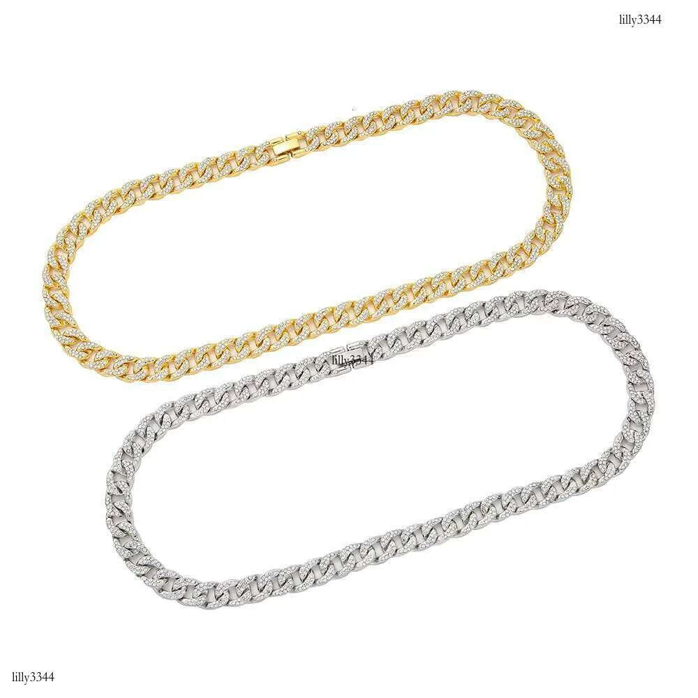 DHCollections Hip Hop for Men Bling Iced Out Cuban Link Chain Gold & Sier Plated Rhinestone Rapper Necklace Fashion Jewellery 18-24 Inch 1 Piece