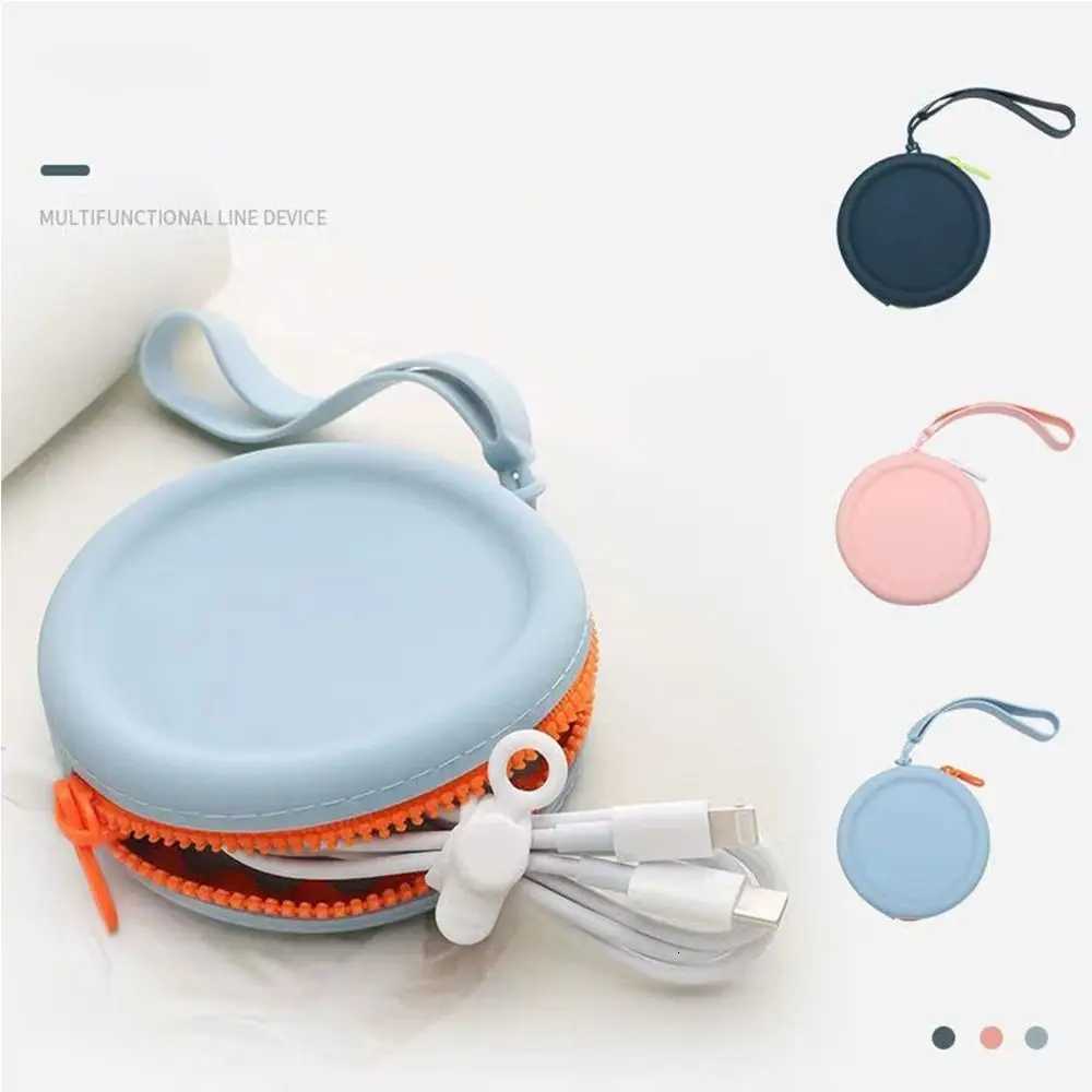 100% Round Silicone Coin Purse Cute Mini Solid Color Data Cable Storage Bag Portable Waterproof Lipstick Cosmetic Bag Women G250802