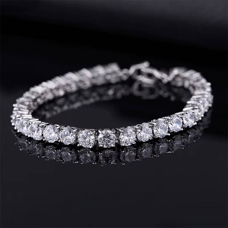 Luxury 4mm Womens Tennis Bracelet Gold Silver Plated Cubic Zirconia Iced out Crystal Diamond Chain Fashion Charm Jewelry