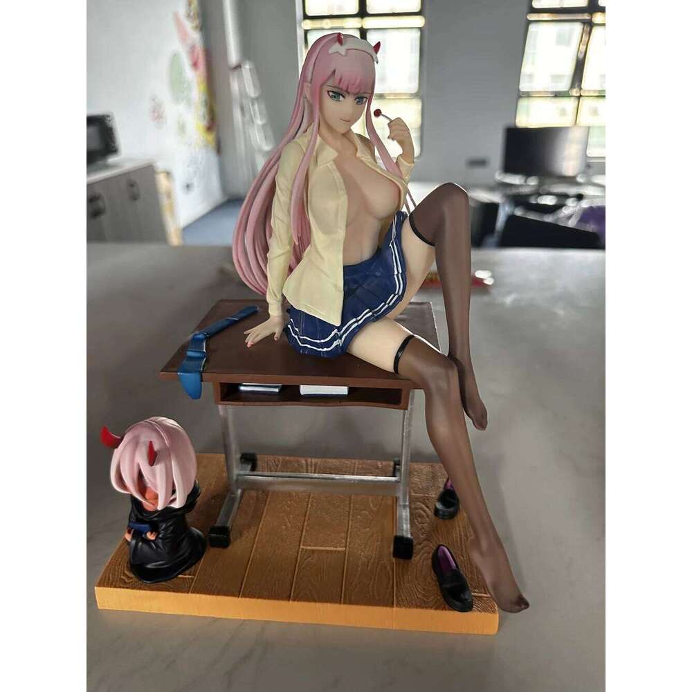25CM Anime Darling in the FranXX Figure 02 ZERO TWO School Uniform Black Stockings Ver Childhood Model Toy Gift PVC Standing