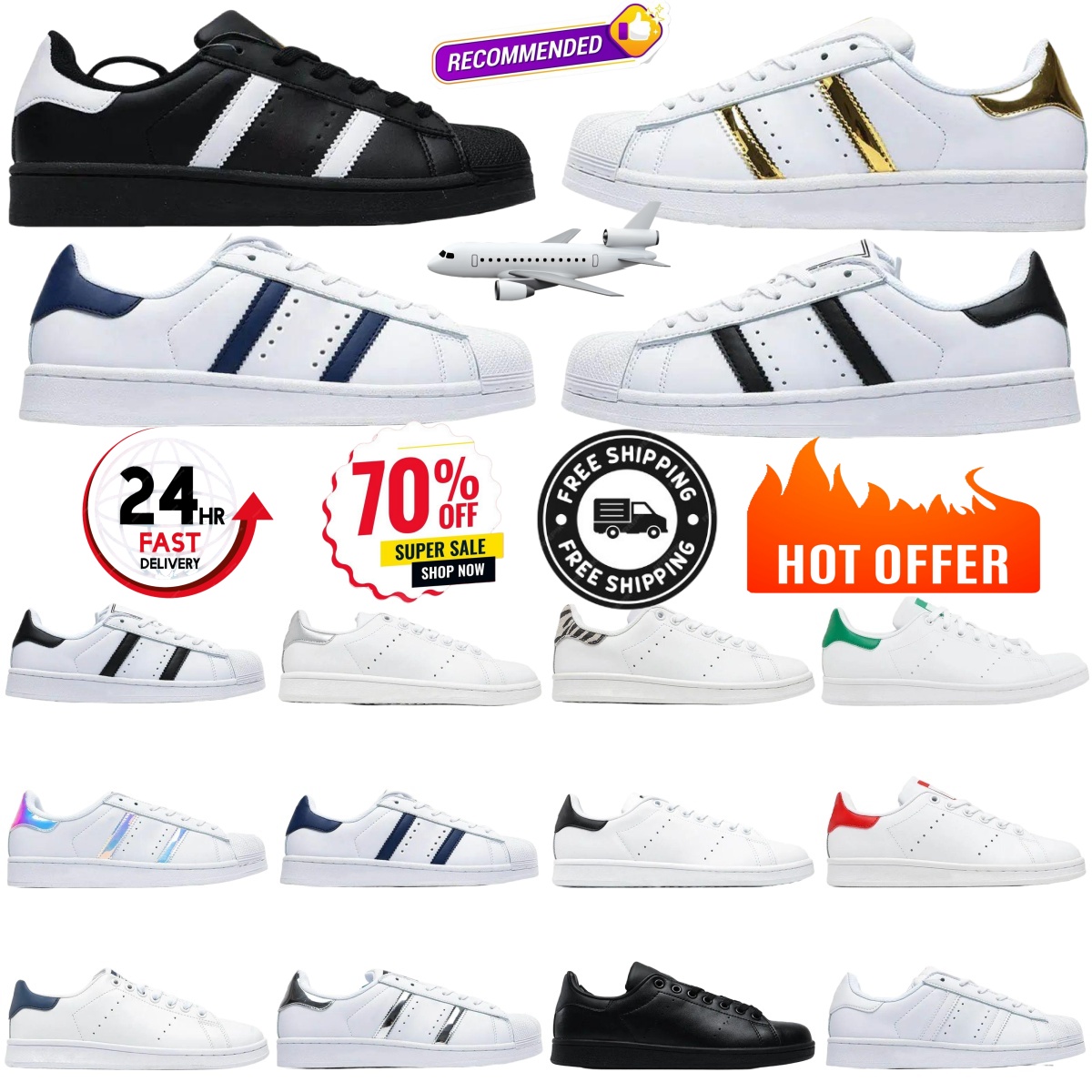 Designer sports shoes Superstars 2 brand name classic shell head casual shoes black white laser gold men's and women's sports shoes outdoor 36-45