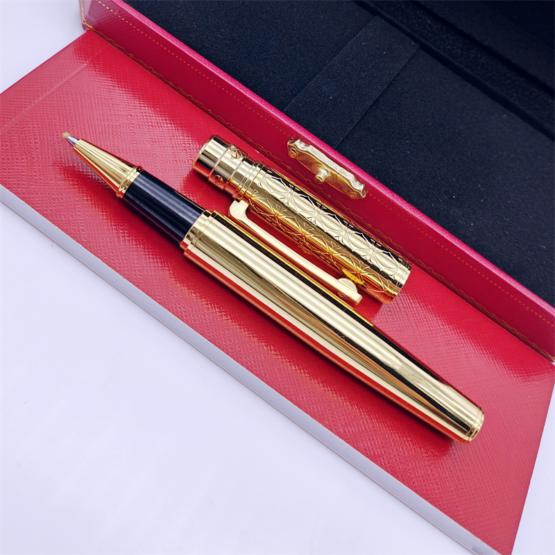 Santos Series Ca Design Silver Gold Strip Rollerball Pens Luxury Ballpoint Pen Gift Writing Office School Supplies Ink Smooth