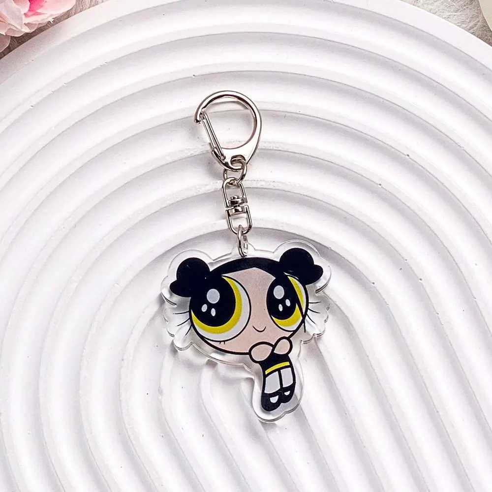Anime The Powerpuff Girls Blossom Season Acrylic Keychain Accessories Cartoon Bag Charm Cute Backpack Pendant Gifts For Friends G250802