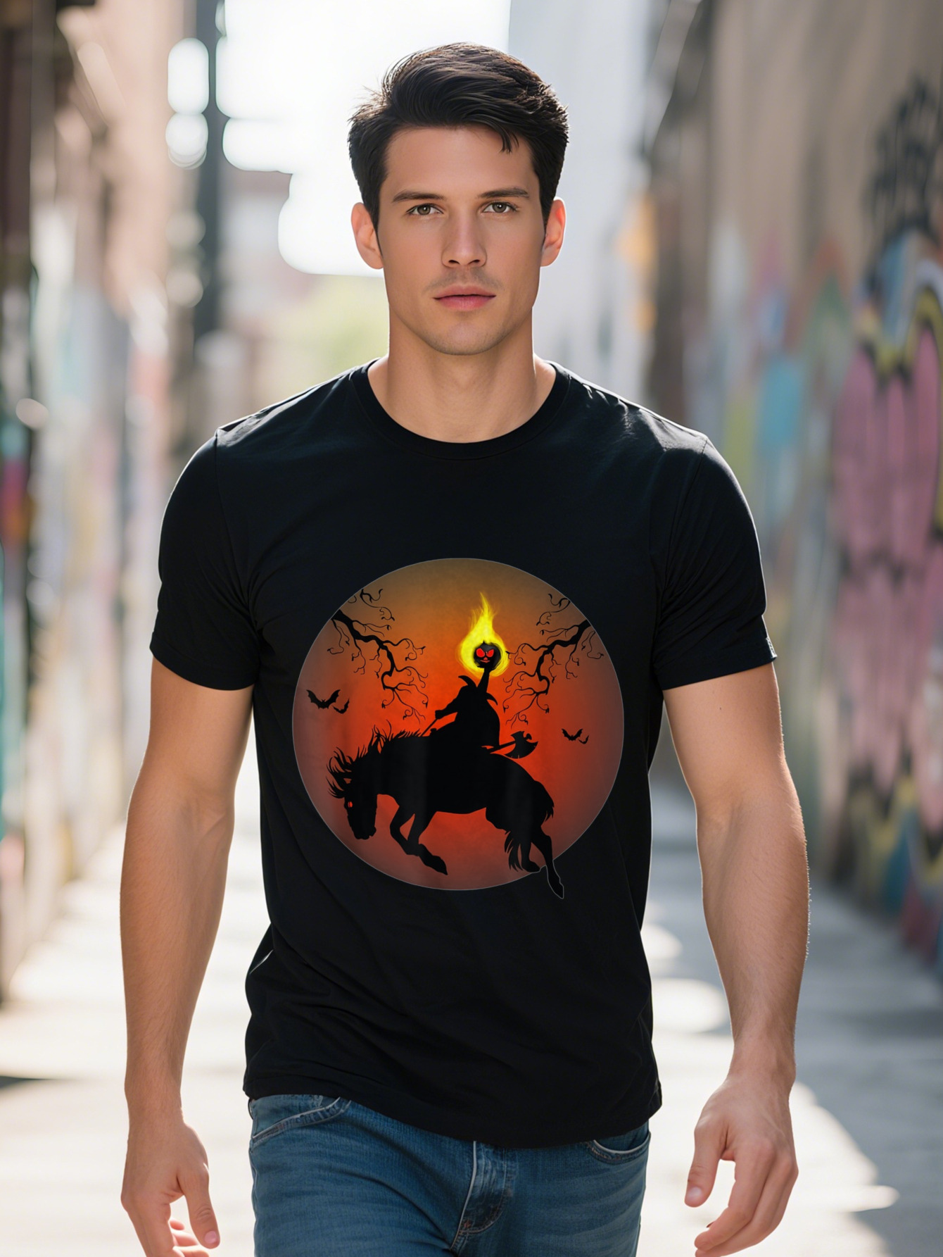 Headless Horseman Vintage Silhouette T Shirt Cotton fb93c