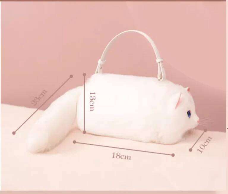 One Shoulder Female Design Small Man Messenger Versatile Hand Made Autumn and Winter Plush Cute Cat Bag