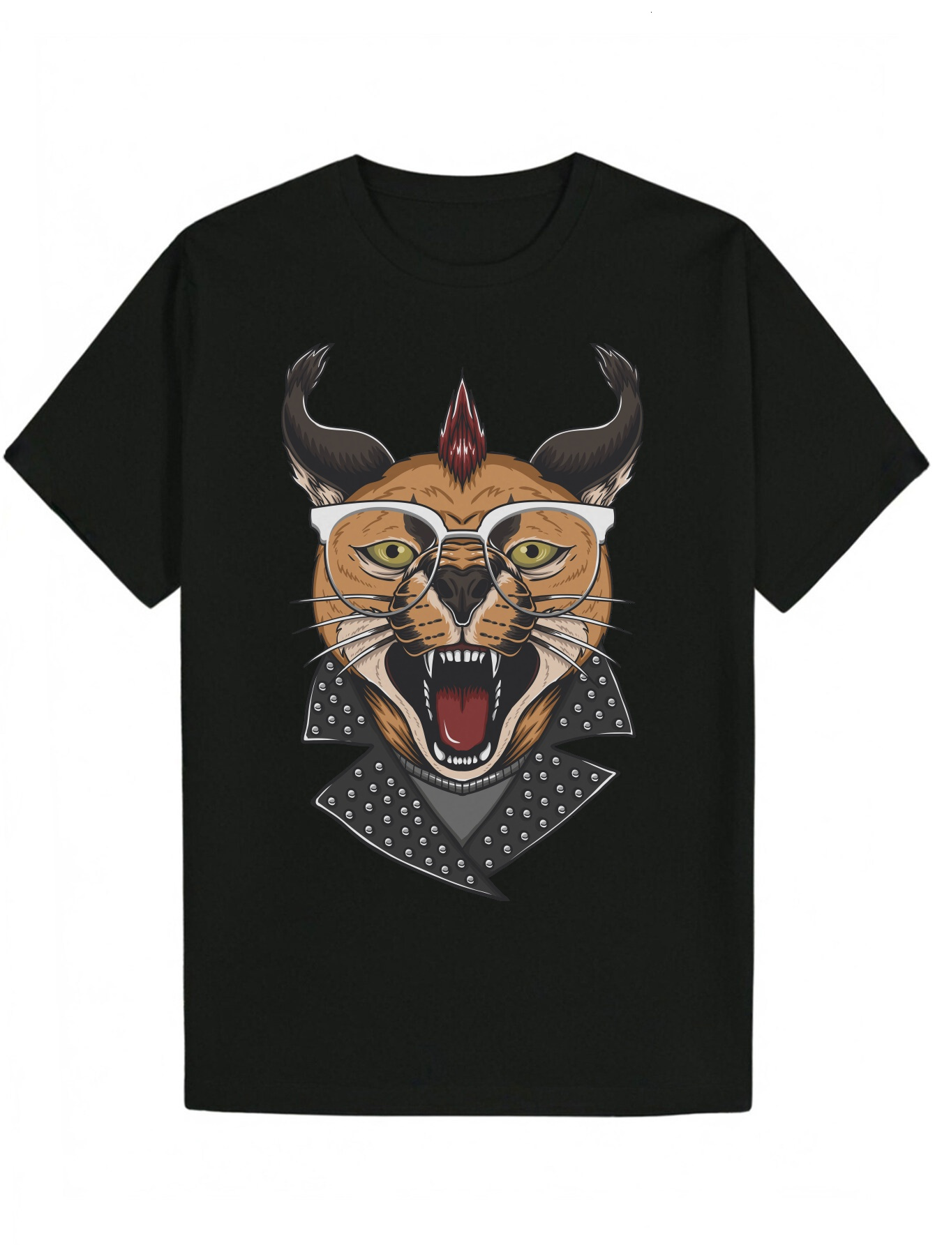 Men's Pattern T-Shirt - Vibrant Tiger Pattern, Paired with Glasses, Round Neck, Short Sleeve, Polyester, Regular Fit, Summer Fashion Casual Wear 