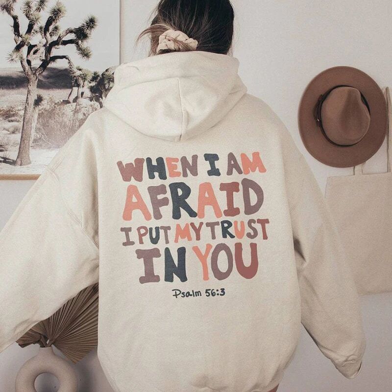 Free shipping designer New Version European Size Women Drop Shoulder Sleeve Ribbed Faith Over Fear Fashion Sweatshirt Hoodie Print High quality clothi
