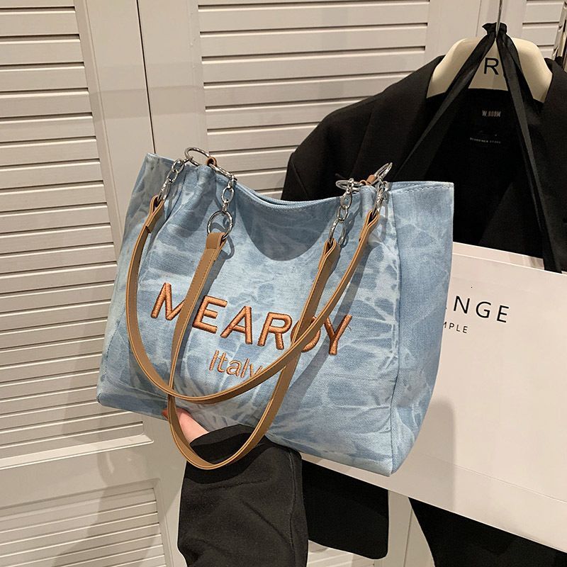 Design Denim Women's Large Capacity Class Commute Shoulder Tote Bag