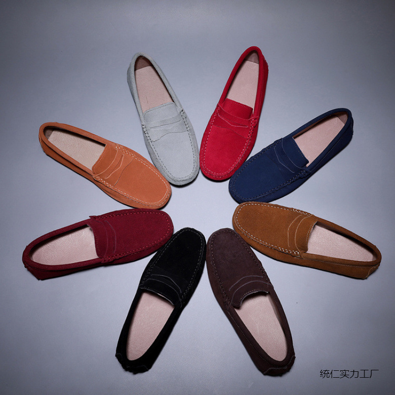 2024 Mens Korean Version Suede Leather Lazy Loafers for Men Social Youth Autumn Genuine Leather Student Shoes 241225