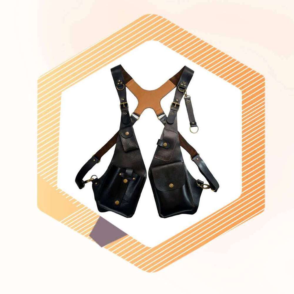 Retro Anti-Theft Leather Double Armpit Bag Outdoor Fashion Adjustable Wallet Phone Case For Men Shoulder Holster Bags