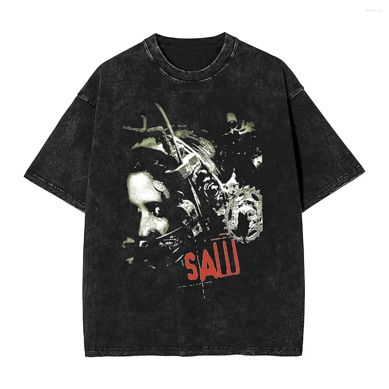 Vintage-Style Graphic T-Shirt: Washed Cotton Tee for Men & Women, Gothic Horror Movie Design, Casual Fashion O-Neck Top ddmymarket