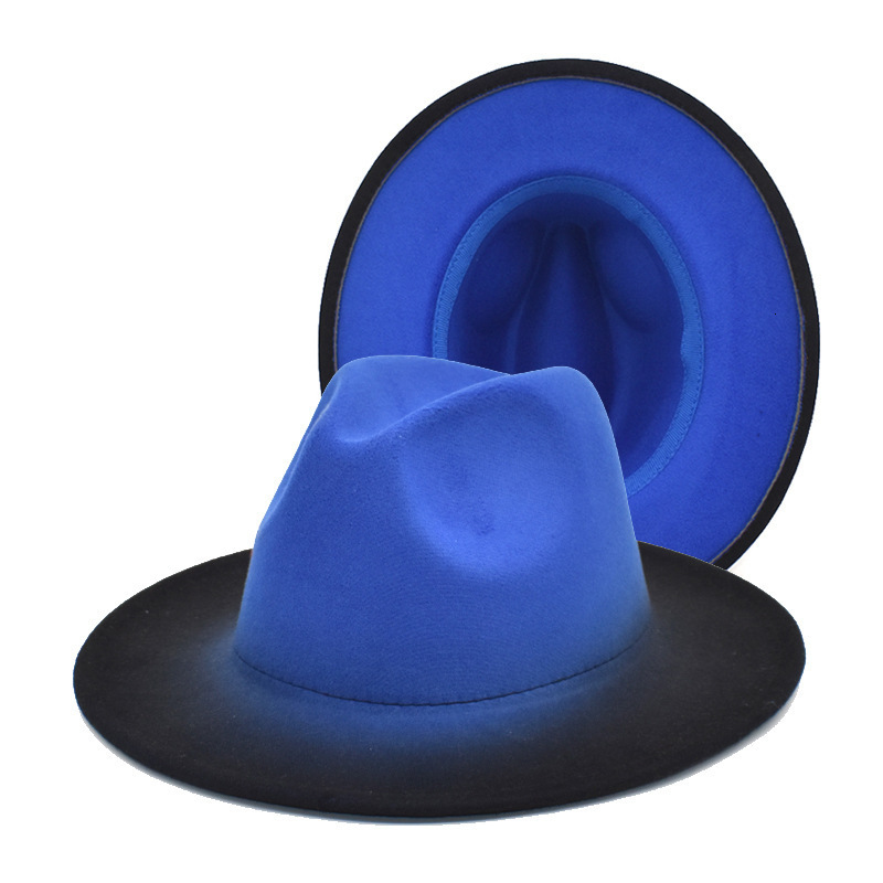 Fedora Wide Brim Print Tie Dye Mens and Womens Tweed Fashion Panama Hat Retro Gradient Jazz Hat Fedora Men 241227