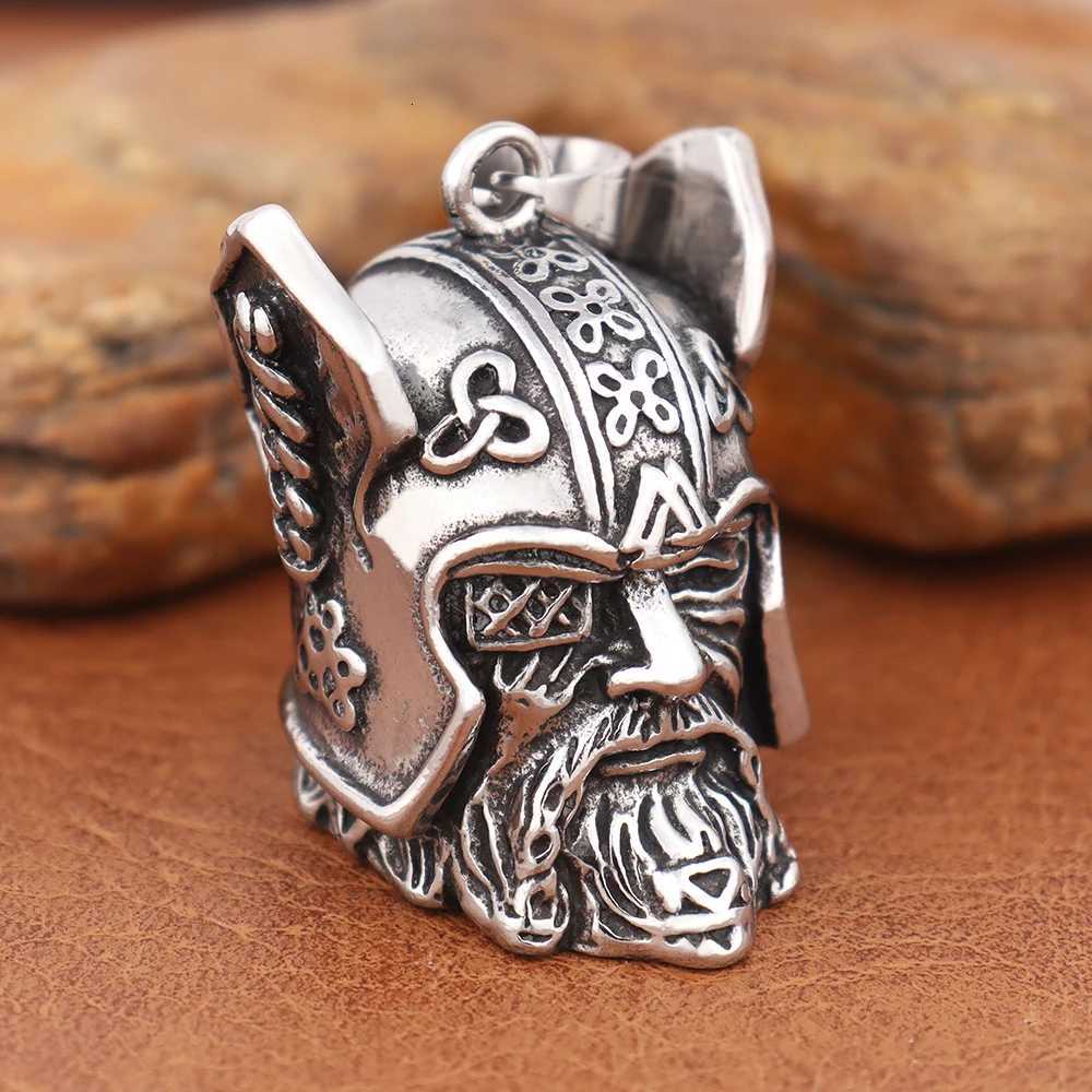 Vintage Design Viking Warrior Bell Pendant Motorcycle Wind Nordic Odin Guardian Bell Necklace Gift Jewelry Accessories Wholesale G250802