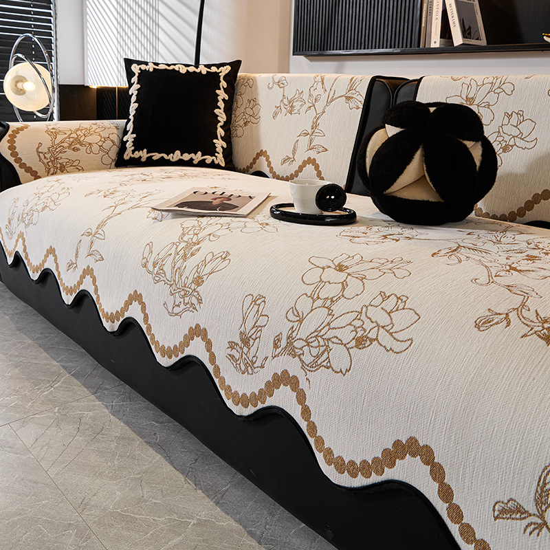 Designer Sofa Covers Blanket Non-Slip Sectional Couch Covers Luxury L Shape Resistant Sofa Slipcover for Furniture Bed Couch Sofa Chenille