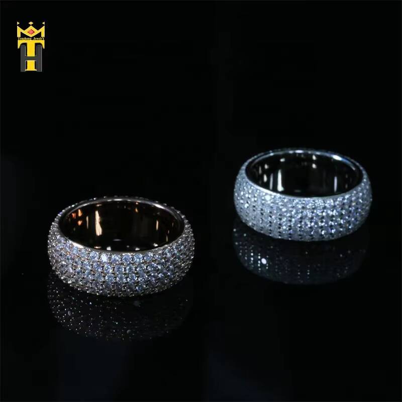 Wholesale Fashion Hip Hop Icedout Gemstone Bling Jewelry Mens Silver Rings