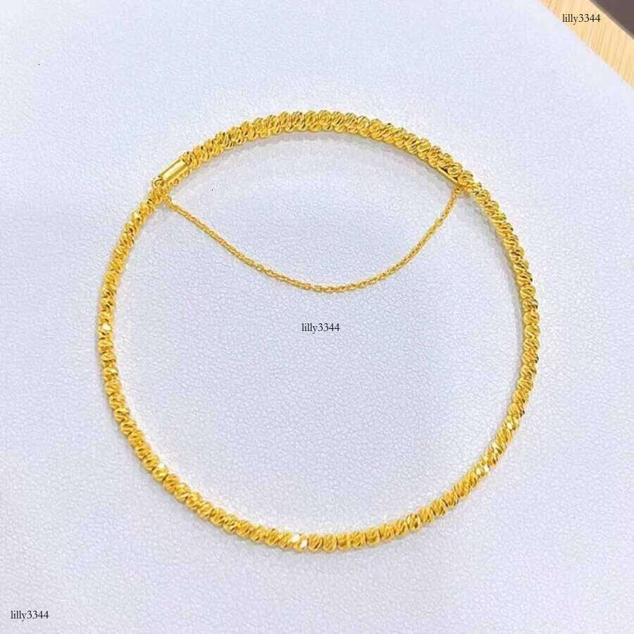 DHCollections Pulseiras & Bangles Copper Gold Multilayer Bouncy Bead Triple Loop Open Stretch Bracelet