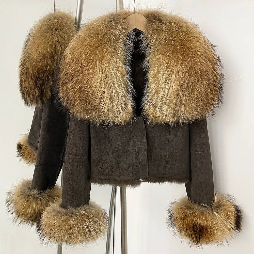 OFTBUY Natural Raccoon Fox Coat Women 2025 New Autumn Winter Short Suede Clothes Fashion Warm Rabbit Fur Liner Jacket Female