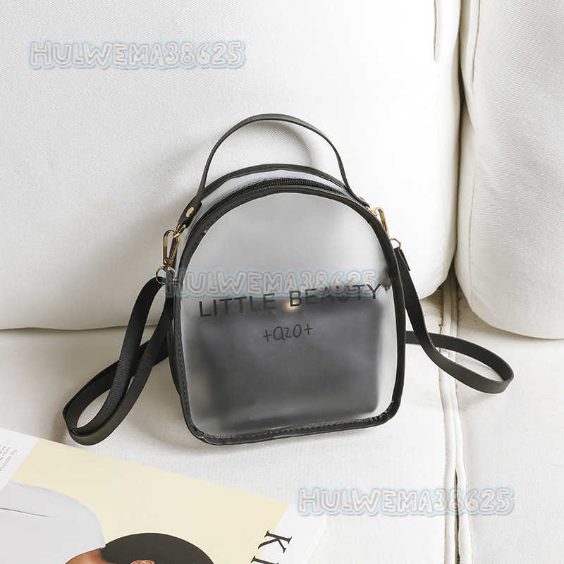 Womens Bag 2025 Autumn Winter New Printed Color Matching Backpack Simple Phone Bag Transparent Double Shoulder Bag Small Bag H250804
