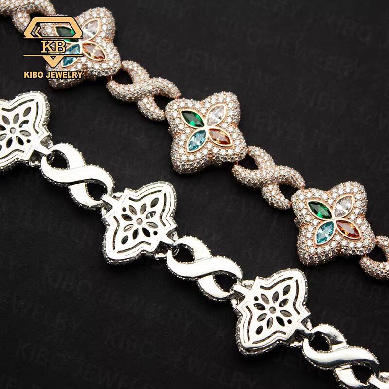 2025 Designer necklace Hip Hop Chaine High Quality S925 22mm Silver Four Leaf Clover Infinitely Bracelet Moissanite Tennis Chains Bracelet