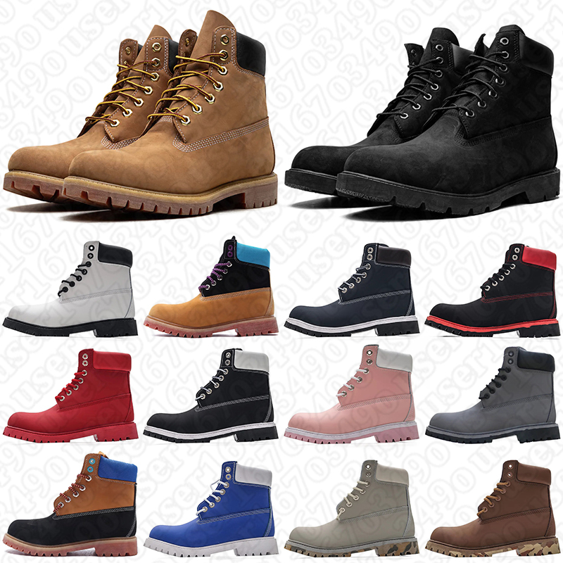 men women designer boots waterproof leather work boot wheat yellow winter snow outdoor hiking shoes