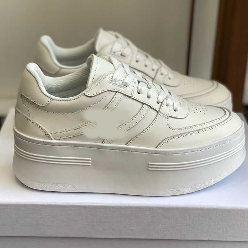 BLOCK SNEAKERS WITH WEDGE OUTSOLE in CALFSKIN designer 2025 casual shoes luxury womens sneakers anti slip and wear resistant rubber sole platform lace up sneakers