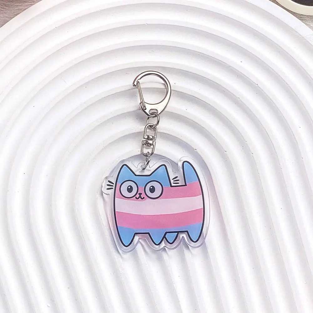Colorful Cat Acrylic Car Keychain Accessories Bag Charm Cute Cartoon Funny Student Backpack Pendant Keyring Gifts For Friends G250802