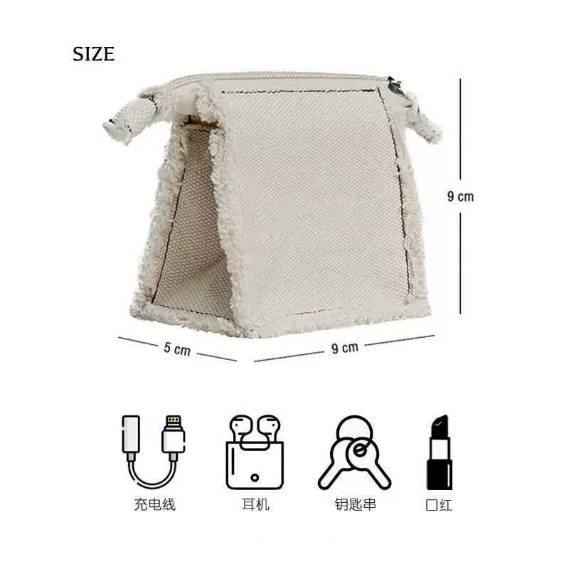 Ins White Small Thick Canvas Coin Bags Purse Mini Zipper Bus Working ID Credit Card Holder Earphone Keys Money Storage Bags G250802