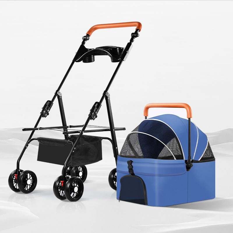 Pet stroller suitable for small and medium-sized cats and dogs, with detachable straps, easy to fold, detachable lining