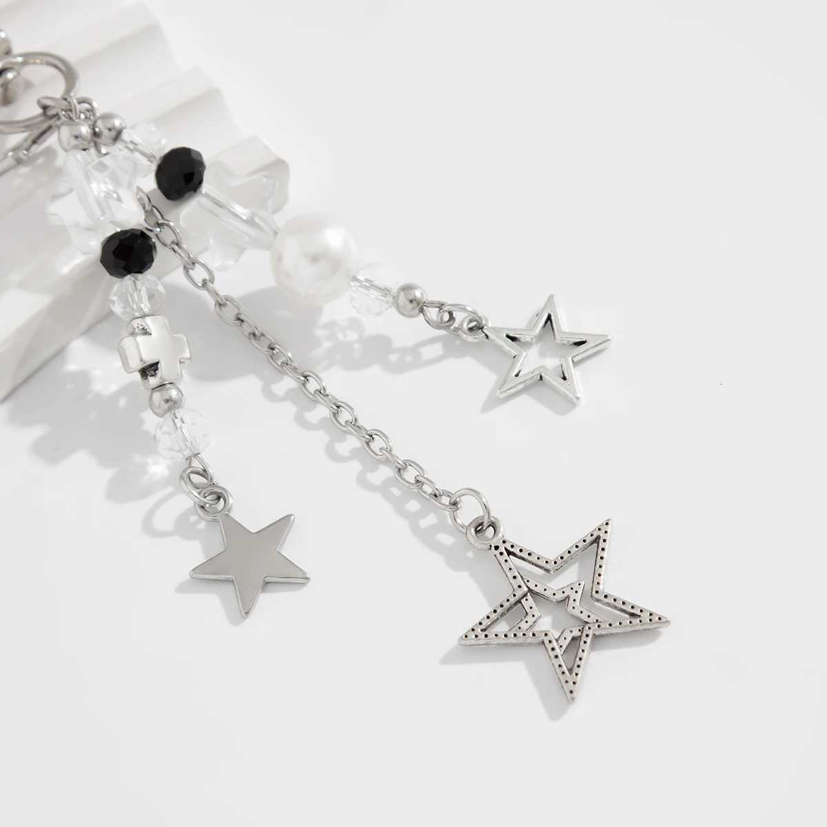 Ingemark Vintage Hollow Star Cross Pendant Keychain Korean Fashion Beads Keyring Jeans Bag Chain Pendant Y2K Jewelry Accessories G250802