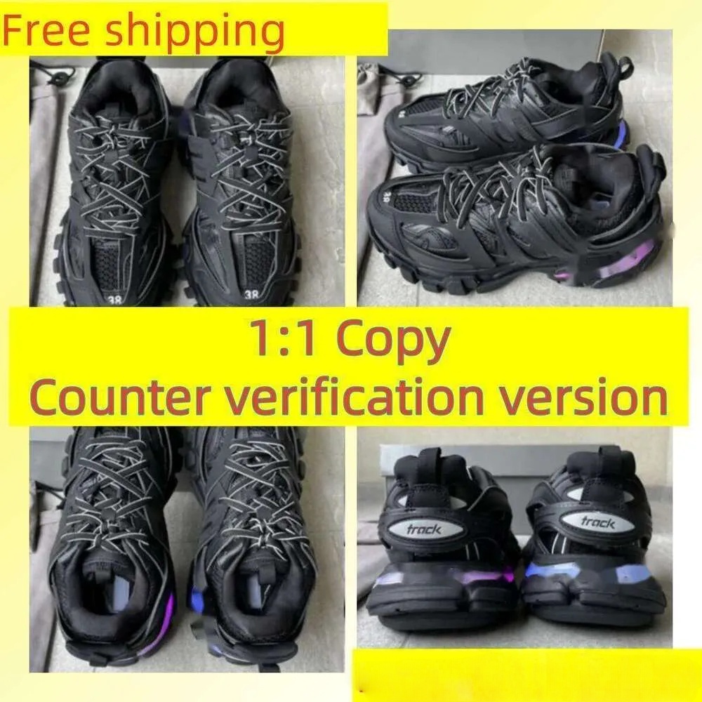 Womens Mens designer Casual Shoe Track no with LED Sneaker Light Grey Blue Gomma leather black pink Trainer Nylon Printed Platform for Men 3 3.0 Trainers Shoes AAAA
