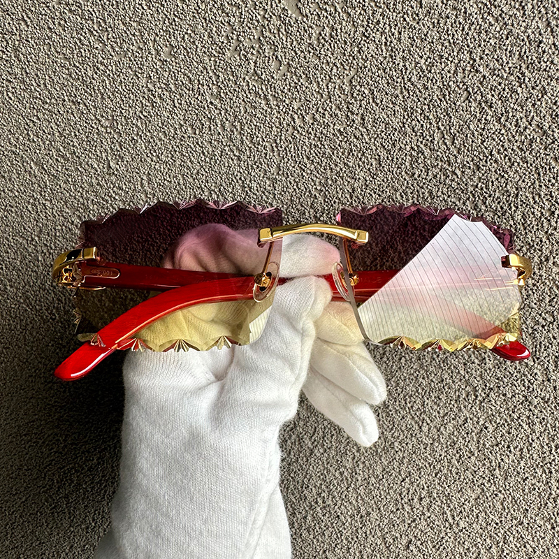 Red Wood Sunglasses New Wave Diamond Cut Sun Glasses Vintage Carter Luxury Designer Mens Decoration Wooden Shades Eyewear 012 Silver