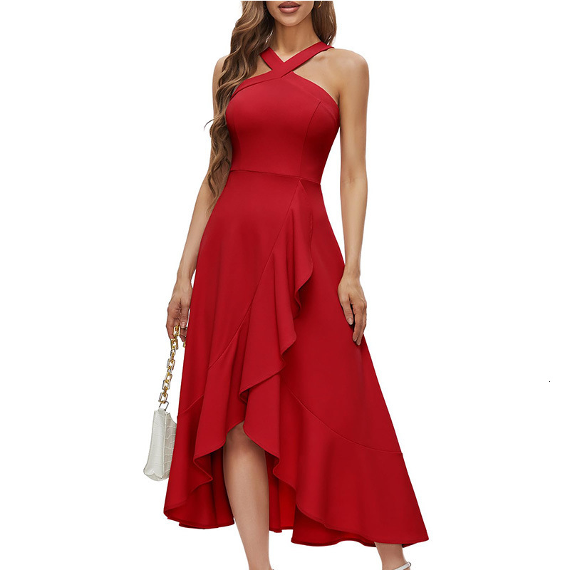 2025 European and American new camisole cocktail party women's S dress dance formal wedding bridesmaid pleated dress fashion new designer dress