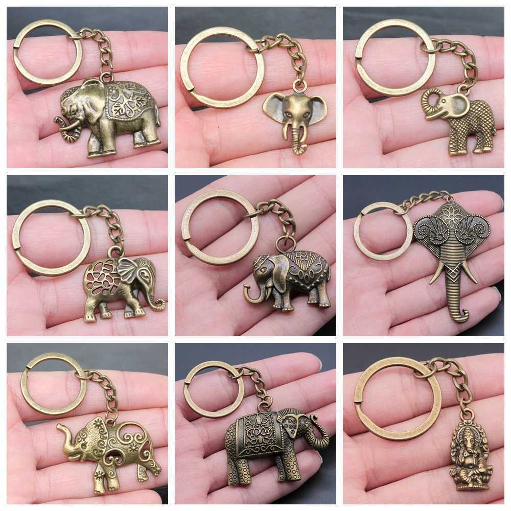 New Fashion Men Car Keychain Key Ring DIY Metal Holder Chain Vintage Elephant Ancient Bronze Silver Color Pendant Gift G250802