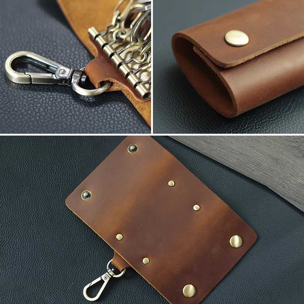 100% Genuine Leather Multi-function Key Bag High Quality Crazy Horse Leather Key Pouch Unisex Leather Business Gift G250802
