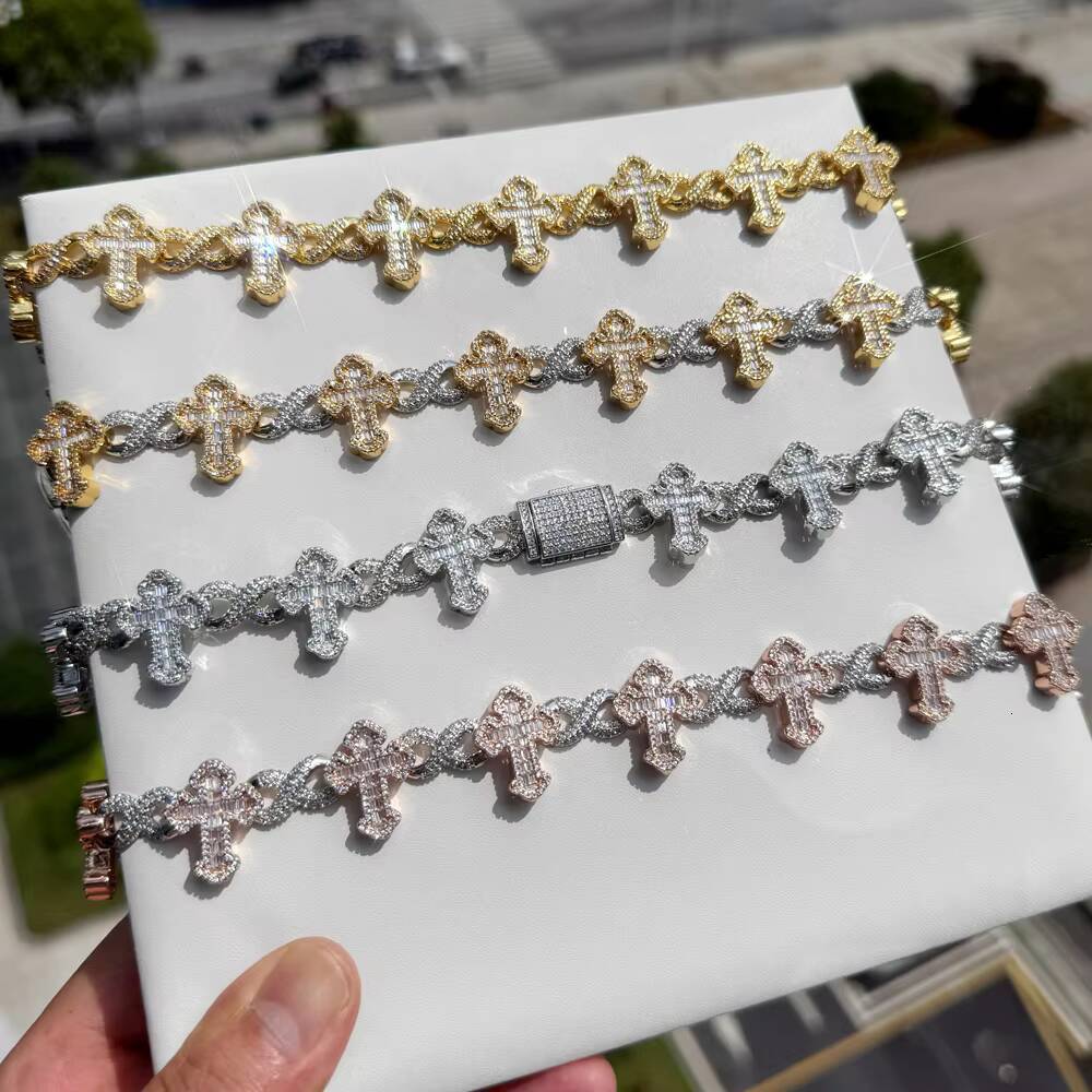 Cross Infinity Cuban Chain Necklace Full Pave 5A Cubic Zirconia Bling Iced Out Hip Hop 2025 New Arrival Jewelry