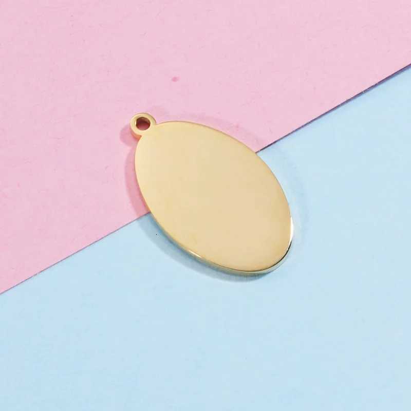 Polished Electroplated Oval Stainless Steel Pendant with Mirror Finish Used for DIY Making Necklaces etc. G250802