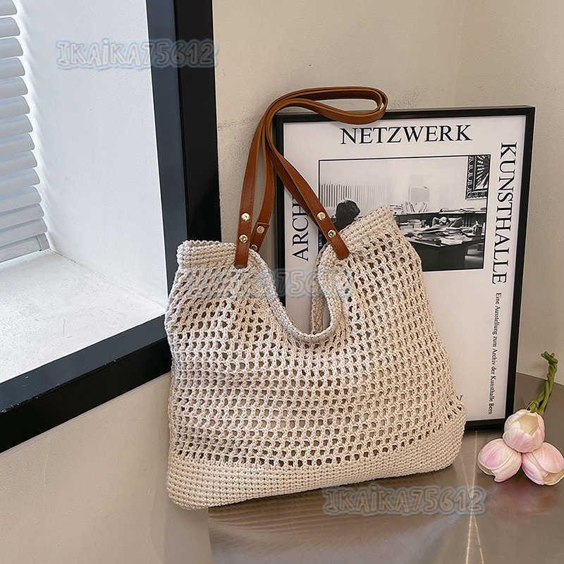 Woven Straw Bag for Women Large Capacity 2025 New Model Single Shoulder Commuter Beach Vacation Tote Bag H250804